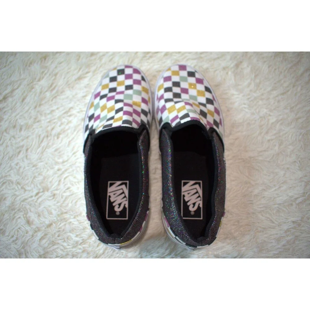 Vans Glitter Checkerboard Slip-On (Special Edition) (VVN0A4UHZ3V6) Women's Sz 9